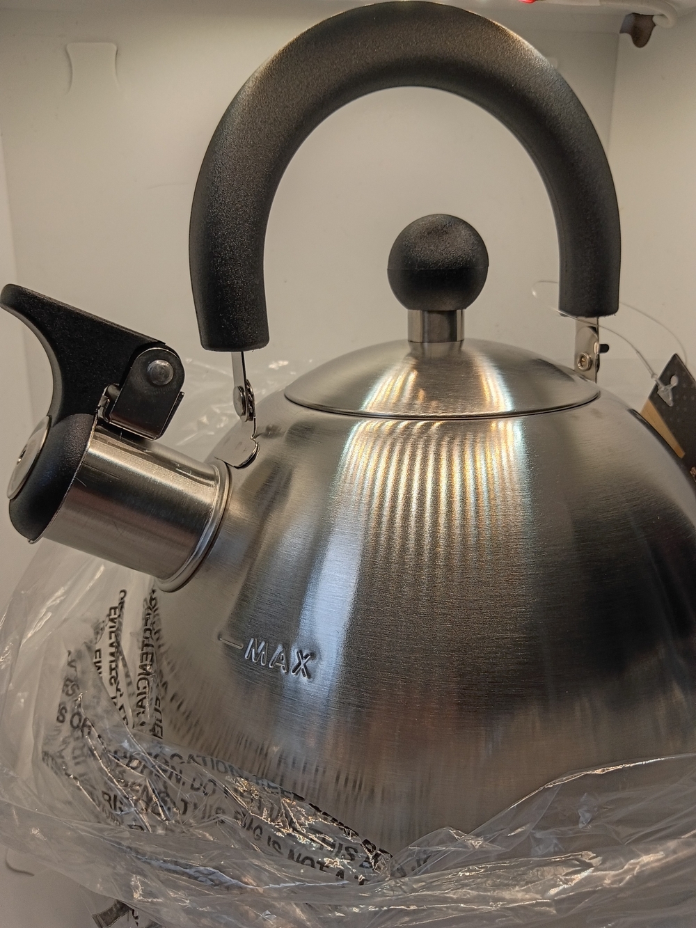 Stainless Steel Whistling Tea Kettle with Black Handle